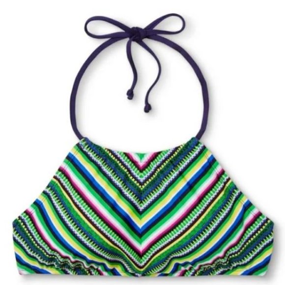 Mossimo High Neck Striped Halter Bikini Top D/DD cap - Picture 4 of 9